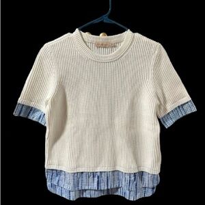 Tory Burch White and Blue Layered Tee